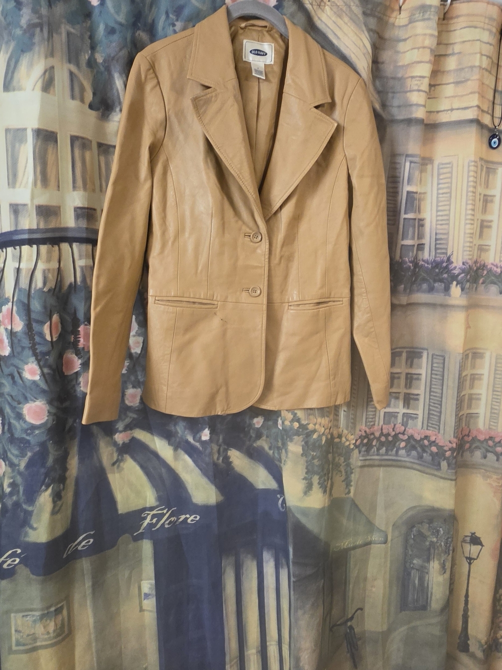 Old Navy Tan Leather Blazer Jacket